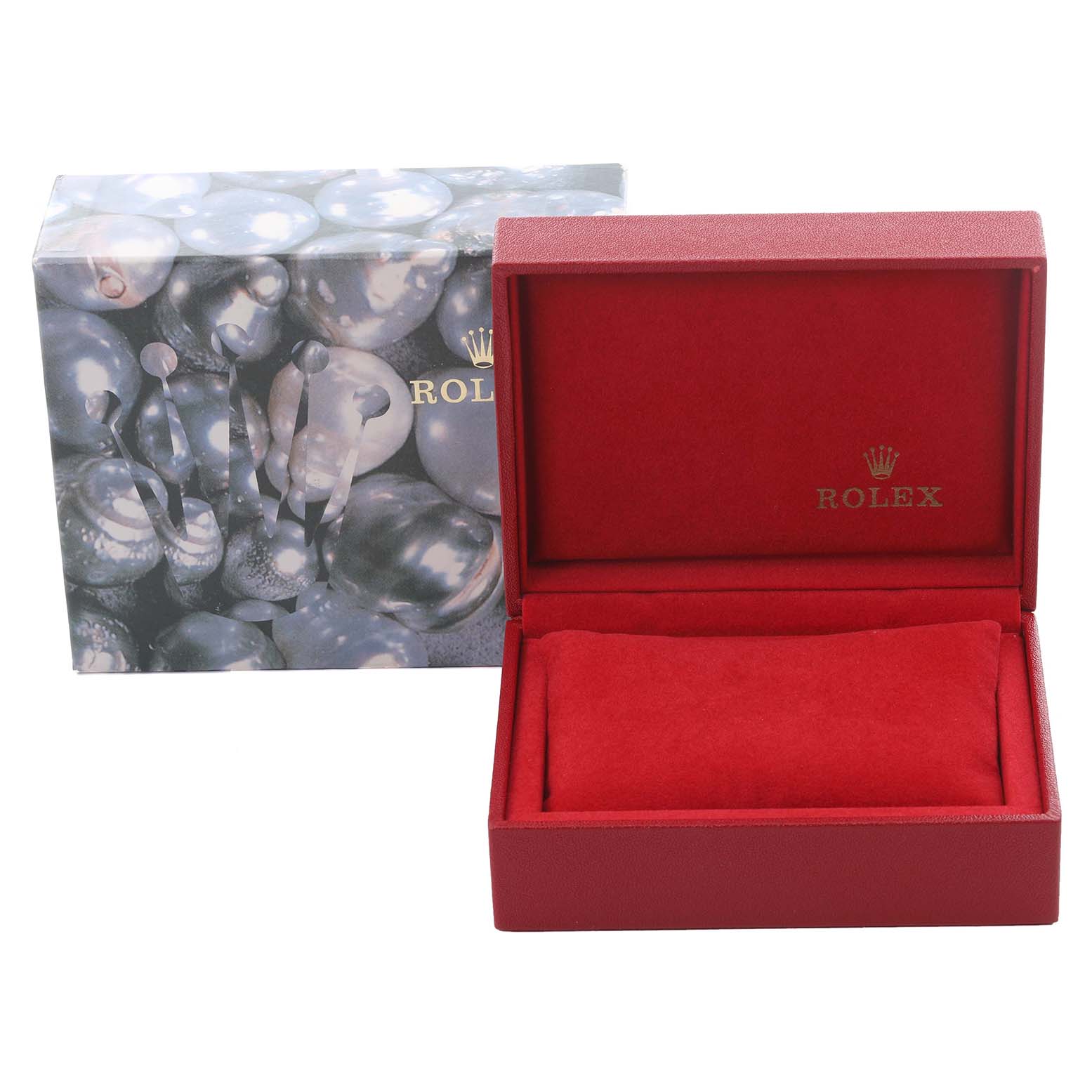 The image shows a Rolex Datejust 79174 Women's Stainless Steel White Dial 79174 Women's Stainless Steel White Dial watch box and outer packaging, without the watch inside.