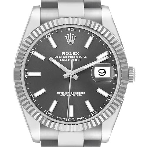 Photo of Rolex Datejust 41 Steel White Gold Slate Dial Mens Watch 126334