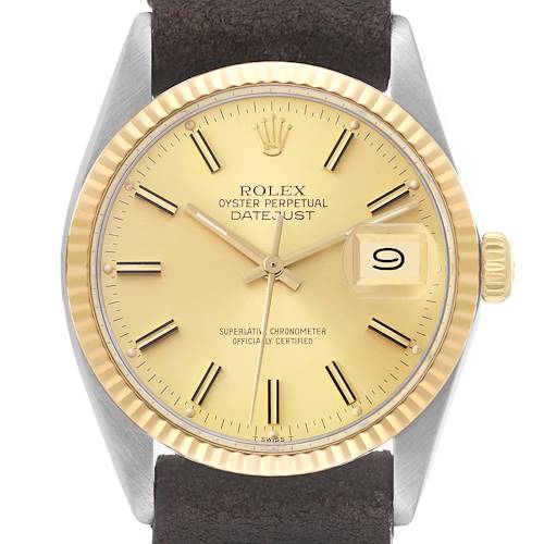 Photo of Rolex Datejust Champagne Dial Steel Yellow Gold Vintage Mens Watch 16013