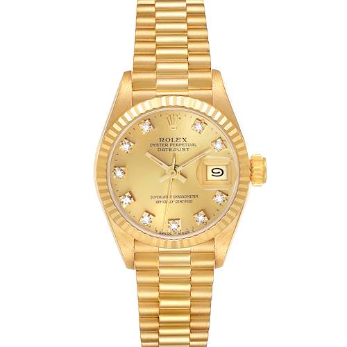 Photo of Rolex Datejust President Yellow Gold Champagne Diamond Dial Ladies Watch 69178
