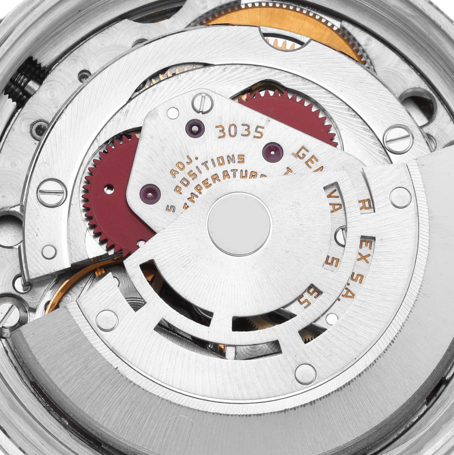 The image shows the intricate internal mechanism of a Rolex Vintage Collection 16014 Men's Stainless Steel Silver Dial 16014 Men's Stainless Steel Silver Dial watch from a top-down angle.