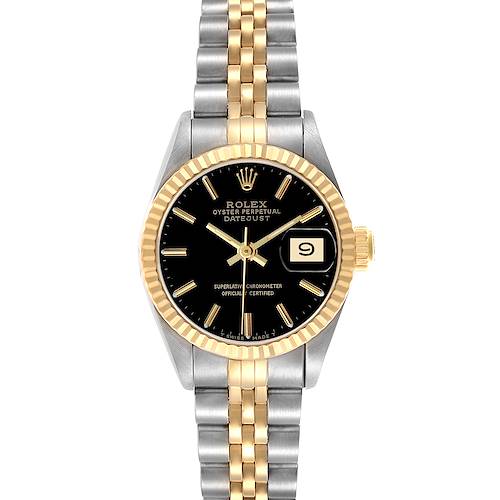Photo of Rolex Datejust Steel Yellow Gold Black Dial Ladies Watch 69173