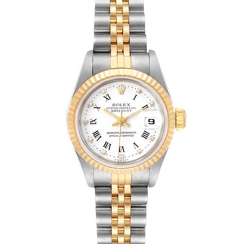Photo of Rolex Datejust Steel Yellow Gold Roman Diamond Dial Ladies Watch 69173 Box