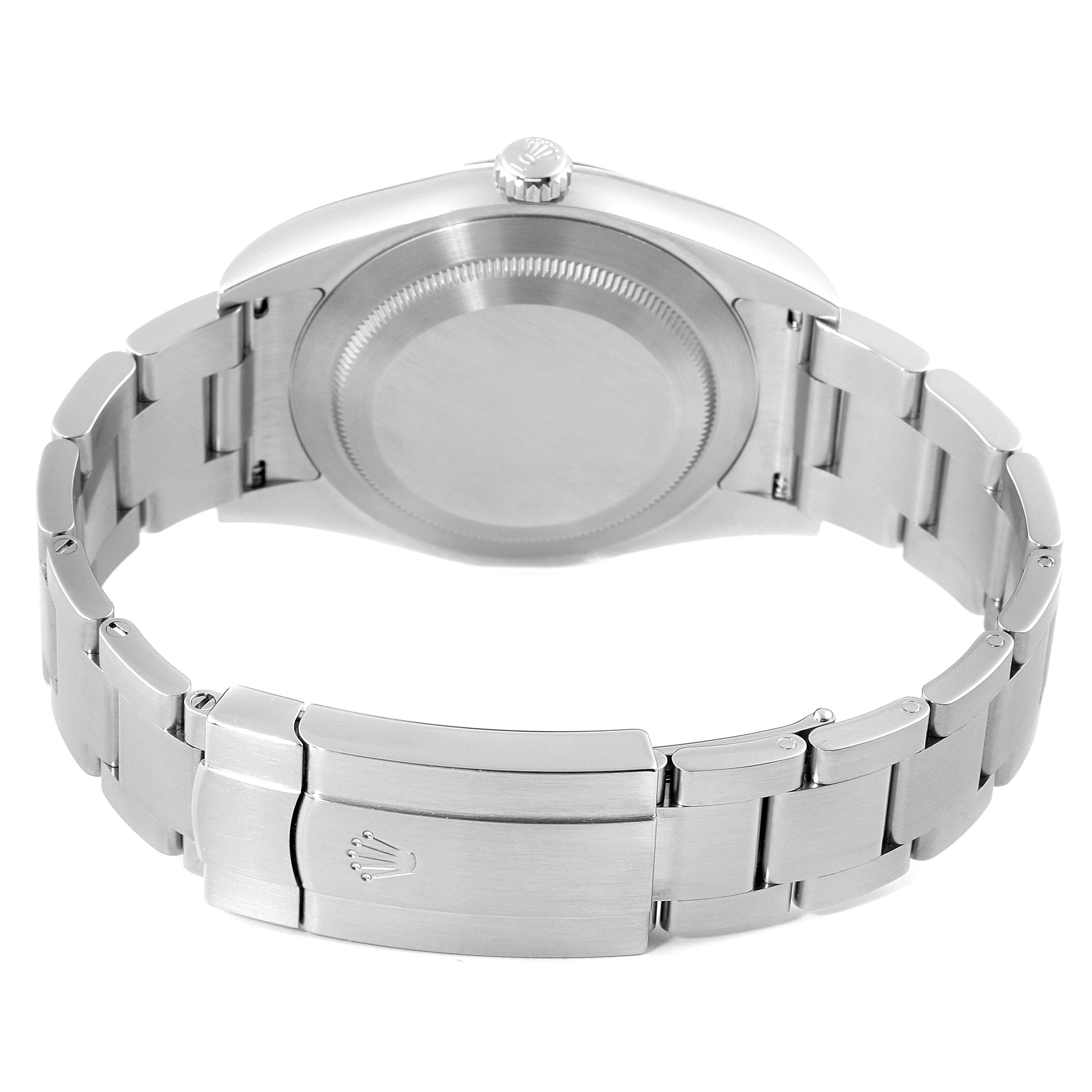 This image shows the backside and clasp of the Rolex Oyster Perpetual 114300 Men's Stainless Steel Black Dial 114300 Men's Stainless Steel Black Dial watch from a rear angle.