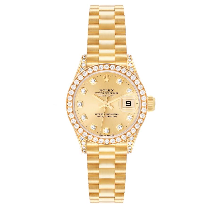 Rolex President Datejust Yellow Gold Diamond Ladies Watch 69158