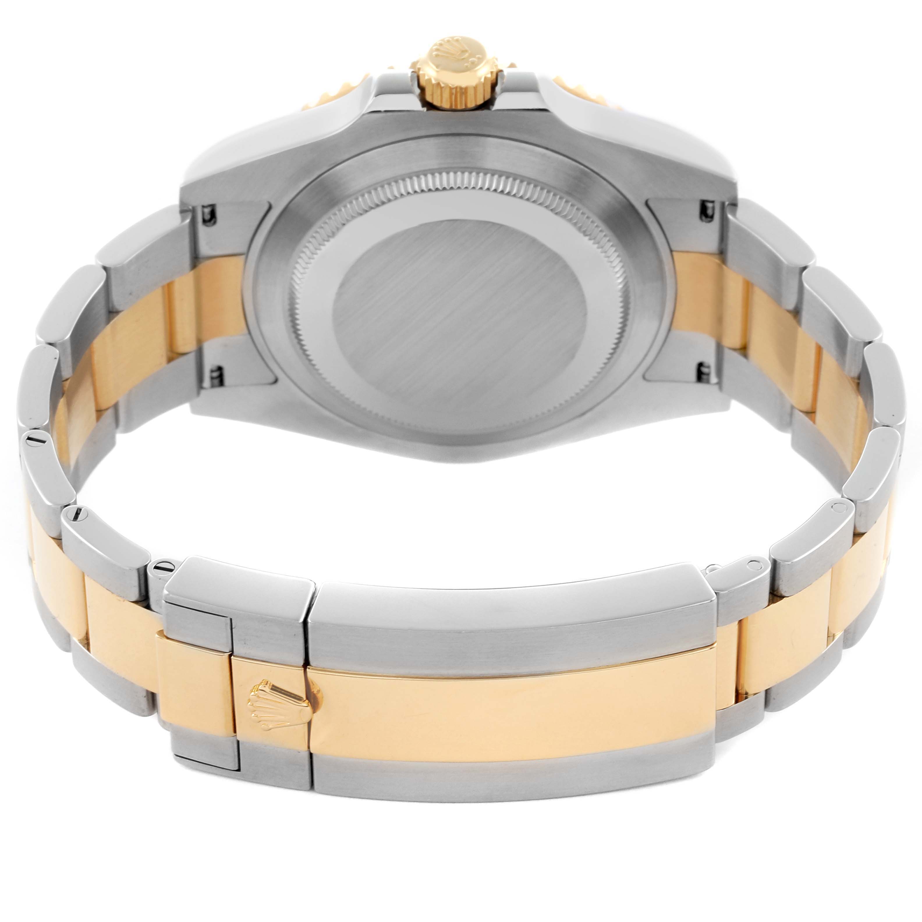 The image shows the back and bracelet of the Rolex Submariner 126613LB Men's Steel and Gold (two tone) Blue Dial 126613LB Men's Steel and Gold (two tone) Blue Dial, highlighting the clasp and case back.