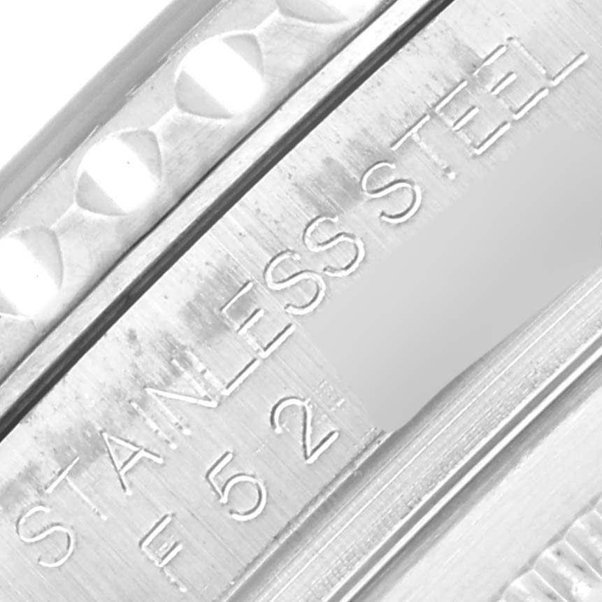 The image shows a close-up of the side engraving on a Rolex Yacht-Master 16622 Men
s Stainless Steel Silver Dial 16622 Men
s Stainless Steel Silver Dial watch in stainless steel.