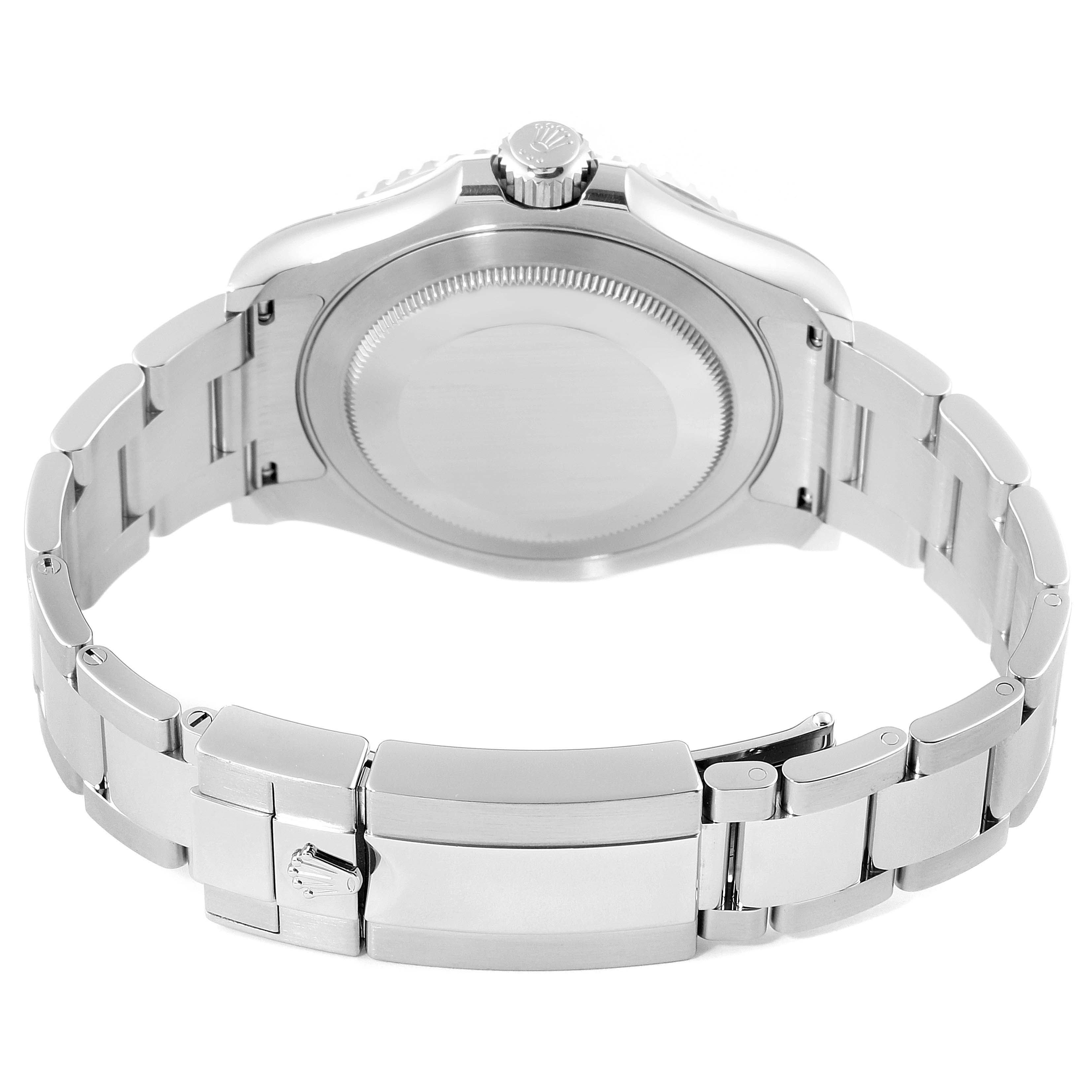 The image shows the back view of a Rolex Yacht-Master 126622 Men's Stainless Steel Grey Dial 126622 Men's Stainless Steel Grey Dial watch, highlighting the case back and the bracelet with the clasp.