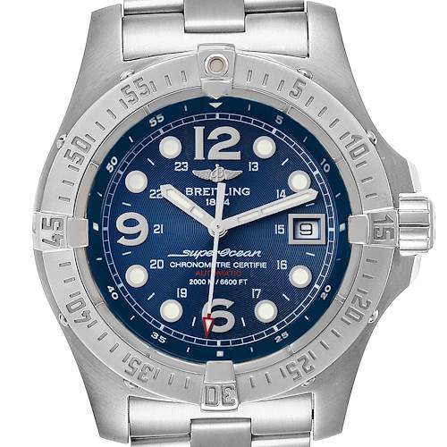 Photo of Breitling Aeromarine Superocean Steelfish Blue Dial Mens Watch A17390 Box Papers