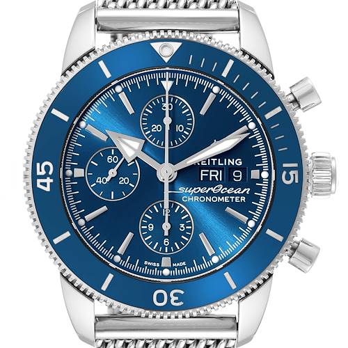 Photo of Breitling SuperOcean Heritage II Chrono Blue Dial Mens Watch A13313 Box Card