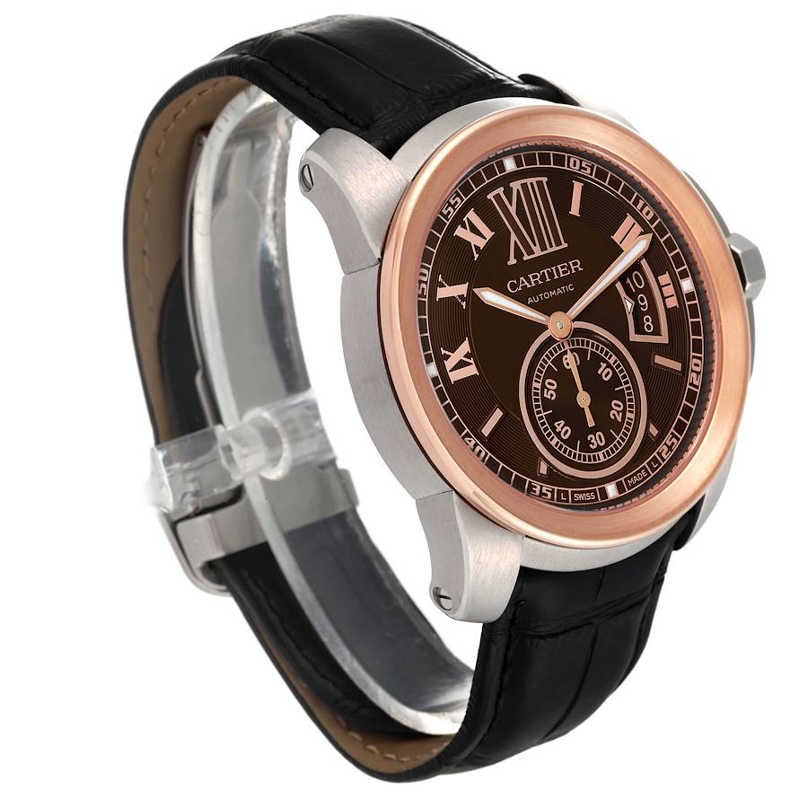 Cartier Calibre Brown Dial Rose Gold Steel Mens Watch W7100051 |  SwissWatchExpo