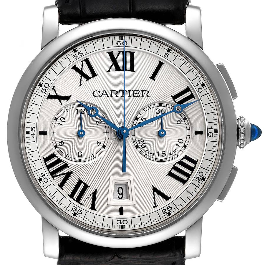 Cartier Rotonde Chronograph Silver Dial Steel Mens Watch WSRO0002 SwissWatchExpo
