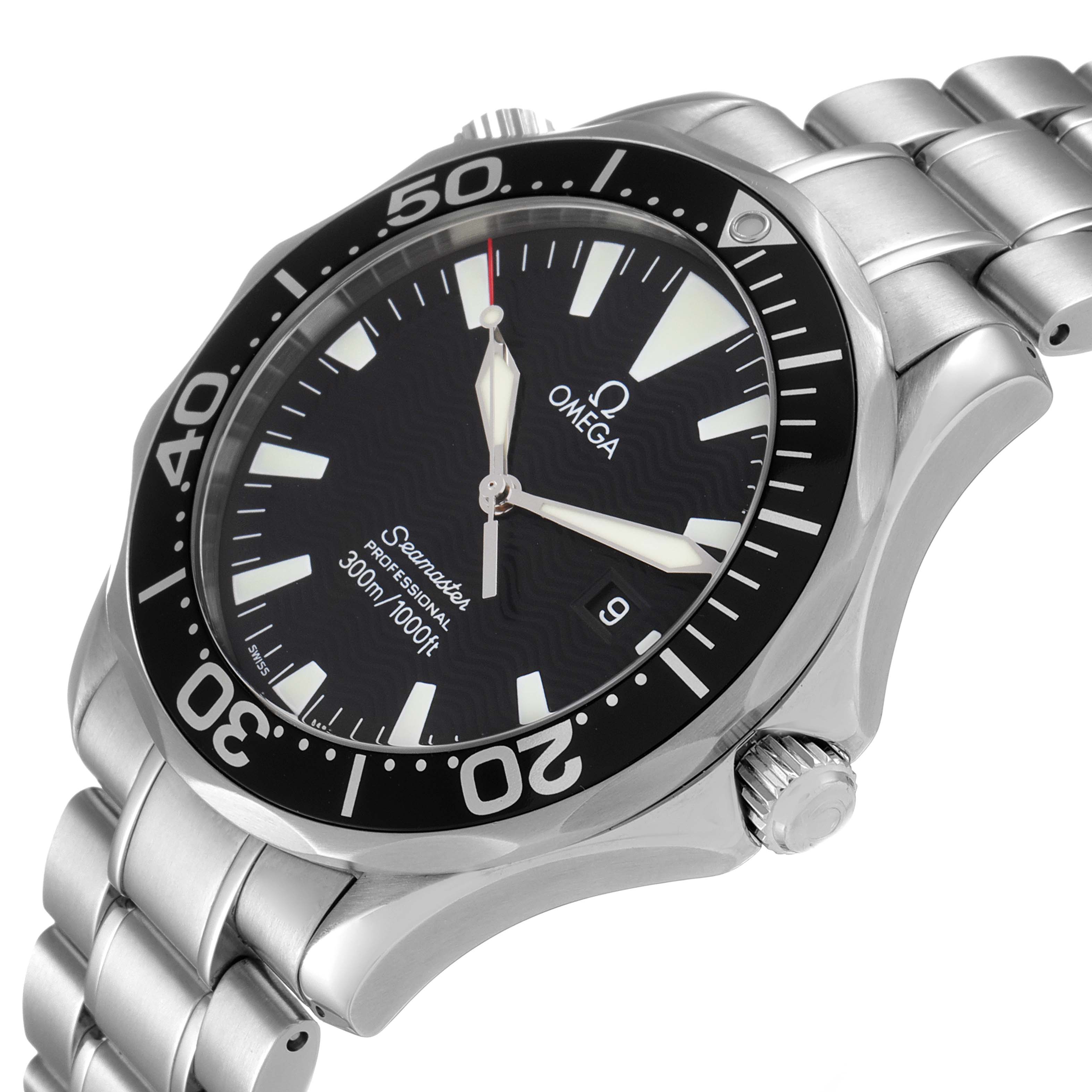 The image shows an Omega Seamaster 2264.50.00 Men's Stainless Steel Black Dial 2264.50.00 Men's Stainless Steel Black Dial watch at a slight angle, highlighting the bezel, dial, hands, and bracelet.