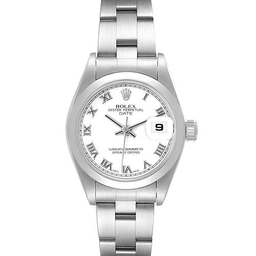 Photo of Rolex Date White Roman Dial Domed Bezel Steel Ladies Watch 79160