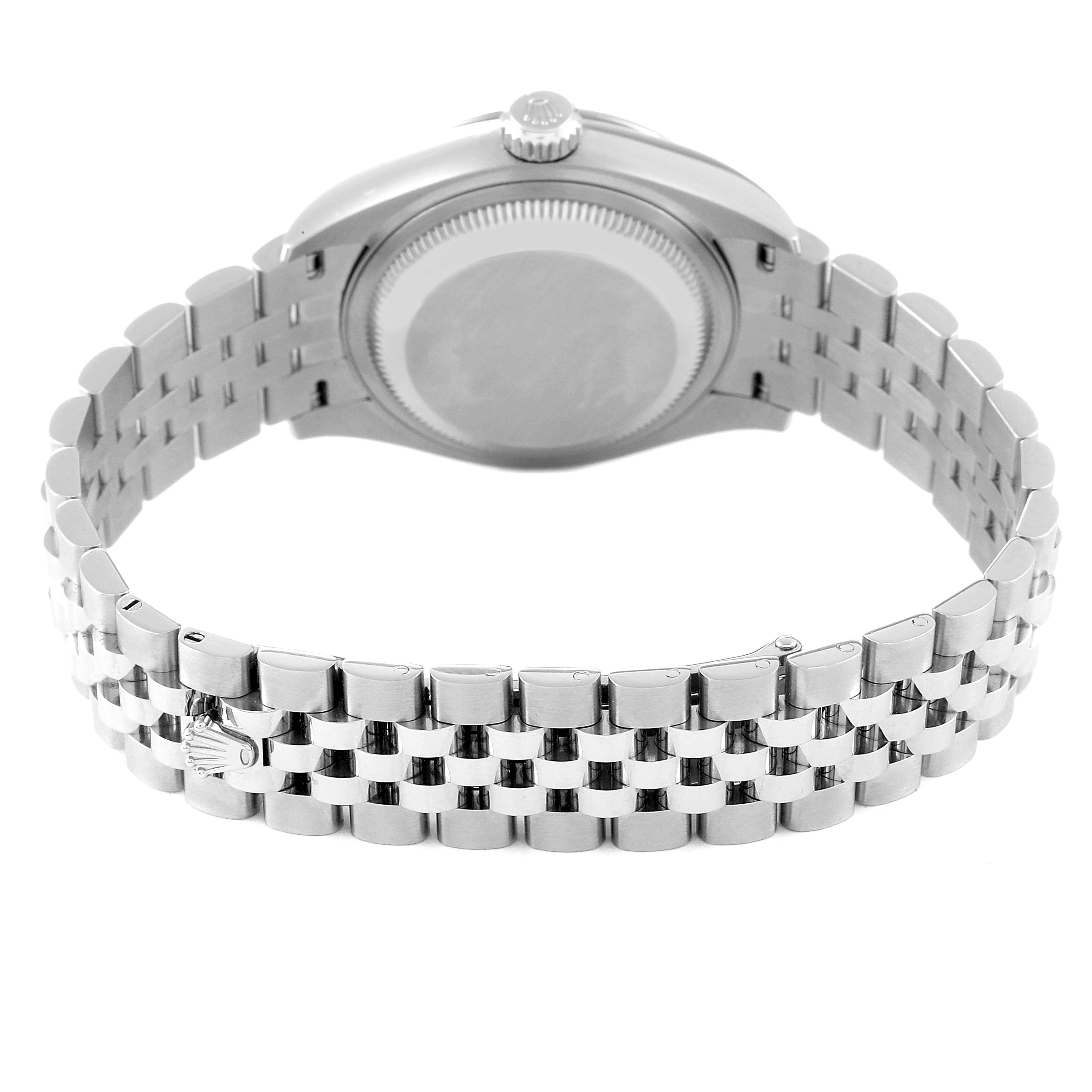 The image shows the backside and bracelet of a Rolex Datejust 279174 Women's Stainless Steel Grey Dial 279174 Women's Stainless Steel Grey Dial watch.
