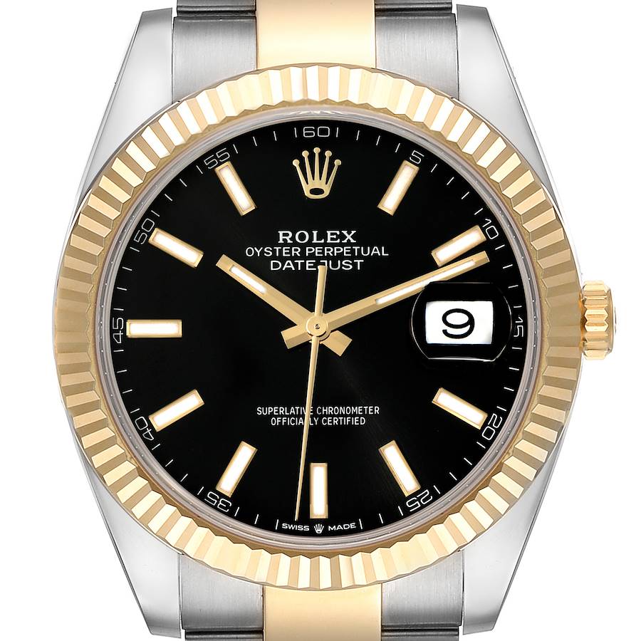 Rolex Datejust 41 Steel Yellow Gold Black Dial Mens Watch 126333 Box Card SwissWatchExpo