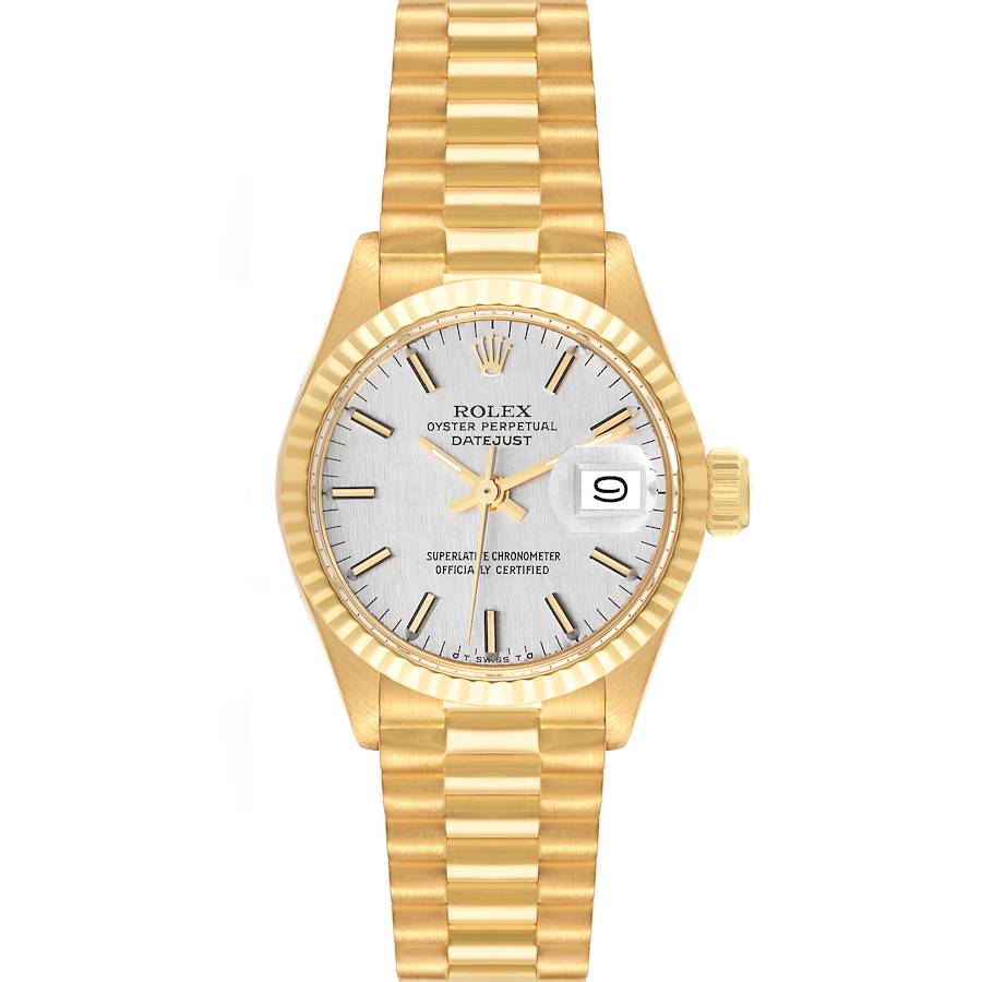 Rolex Datejust President Silver Dial Yellow Gold Vintage Ladies Watch 6917 SwissWatchExpo