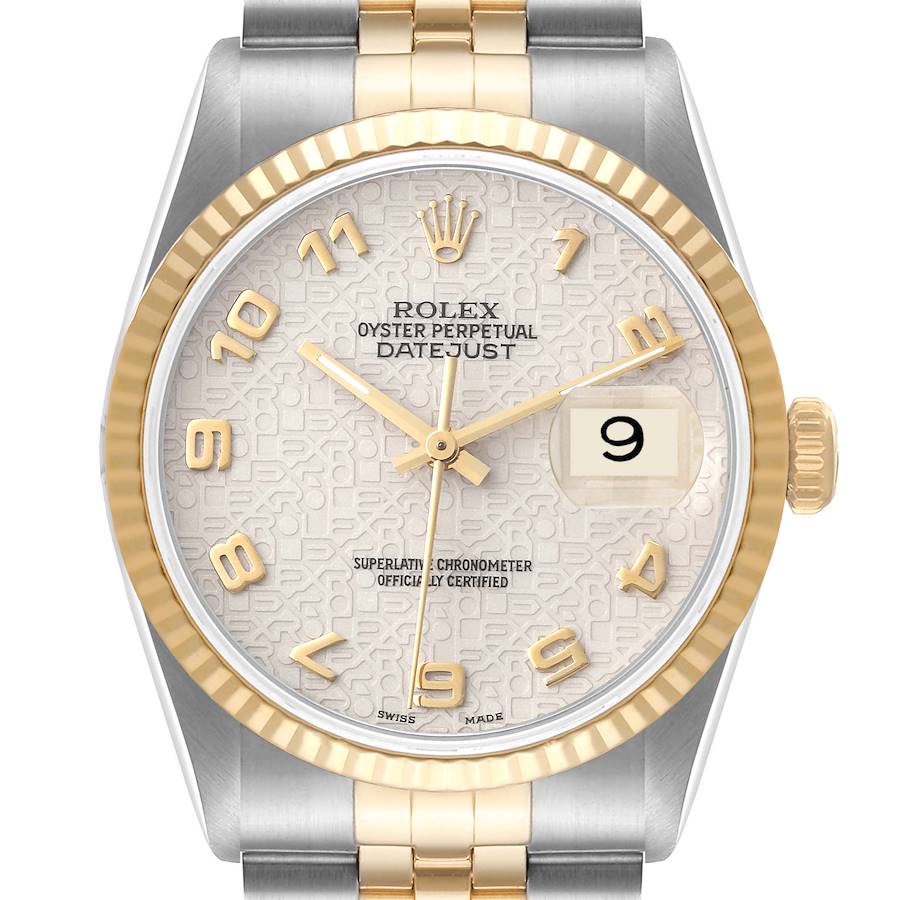 Rolex Datejust Steel 18K Yellow Gold Ivory Anniversary Dial Mens Watch 16233 SwissWatchExpo