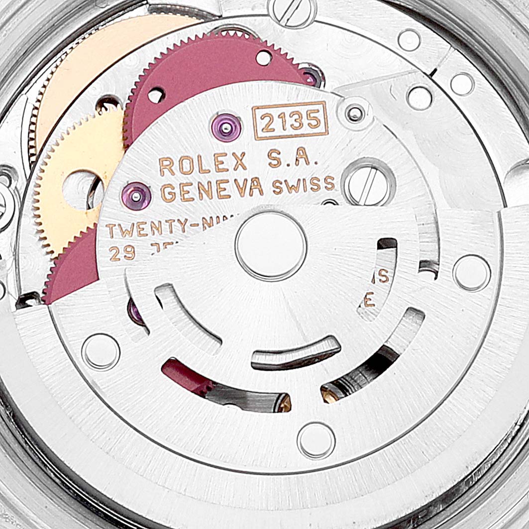 Close-up view of the Rolex Datejust 69173 Women's Steel and Gold (two tone) Champagne Dial 69173 Women's Steel and Gold (two tone) Champagne Dial movement, showing the internal gears and components.