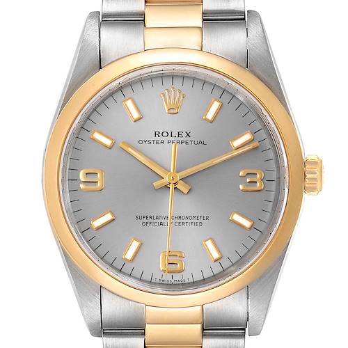 Photo of Rolex Oyster Perpetual Domed Bezel Steel Yellow Gold Watch 14203 Box Papers