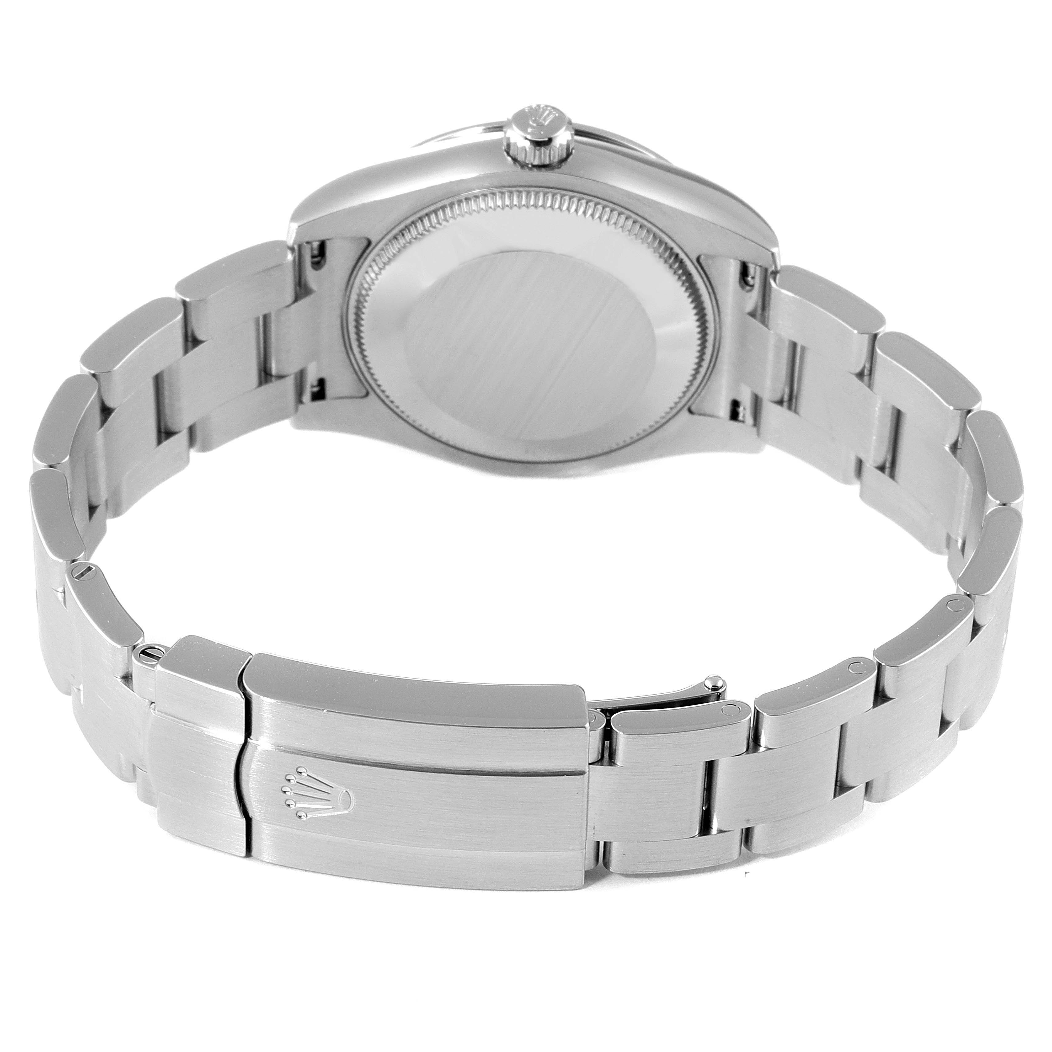 The image displays the back view of a Rolex Mid-Size 177200 Women's Stainless Steel Grey Dial 177200 Women's Stainless Steel Grey Dial watch, showing its bracelet and clasp.