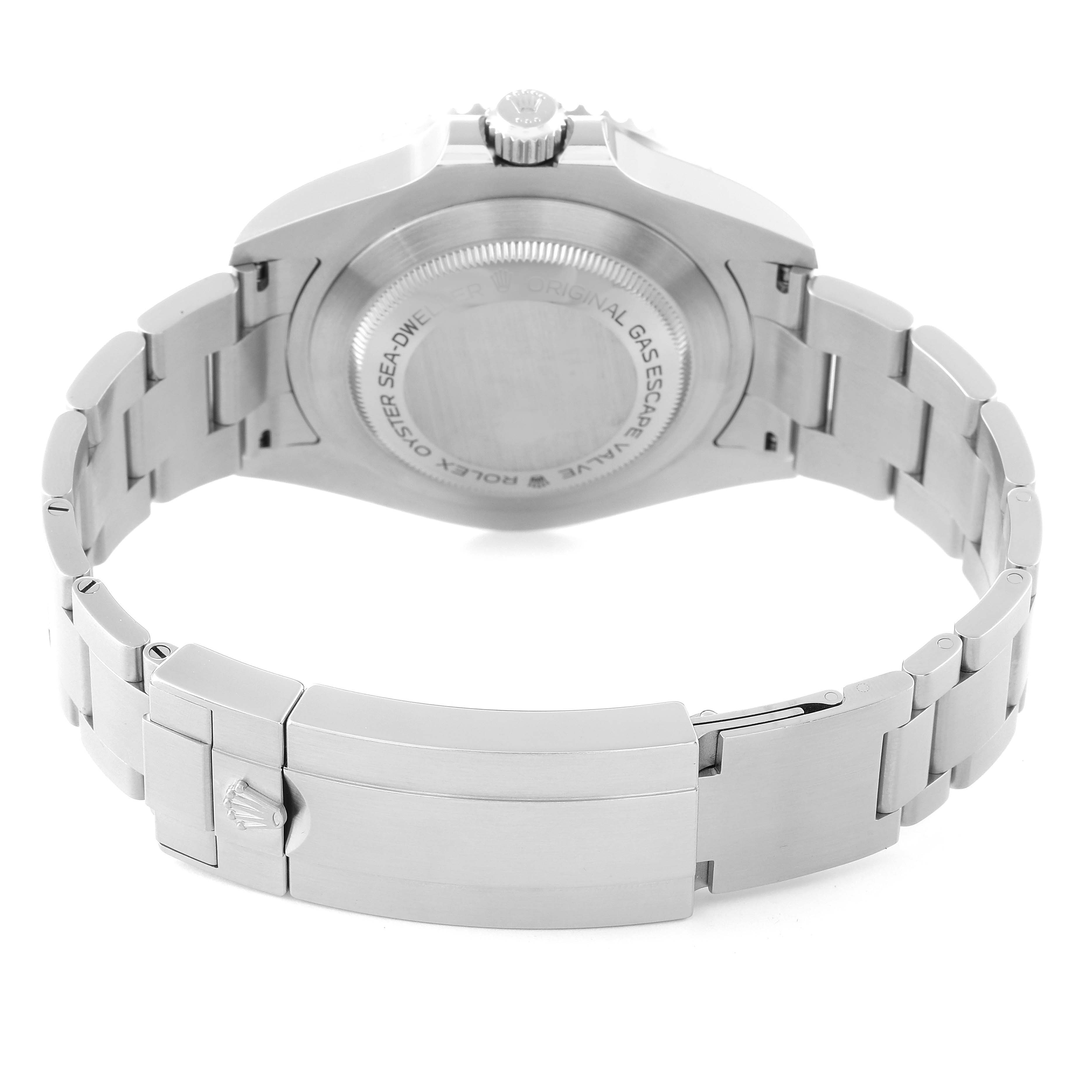 The image shows the back case and bracelet of the Rolex Sea-Dweller 126600 Men
s Stainless Steel Black Dial 126600 Men
s Stainless Steel Black Dial watch from a rear angle.