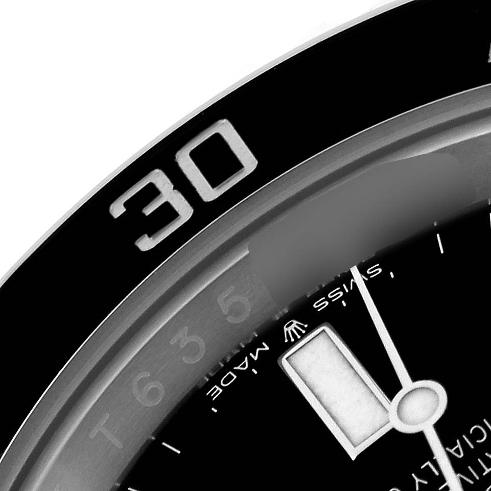 The close-up image shows the bezel, part of the dial, and the minute hand of a Rolex Submariner 126610 Men
s Stainless Steel Black Dial 126610 Men
s Stainless Steel Black Dial watch.