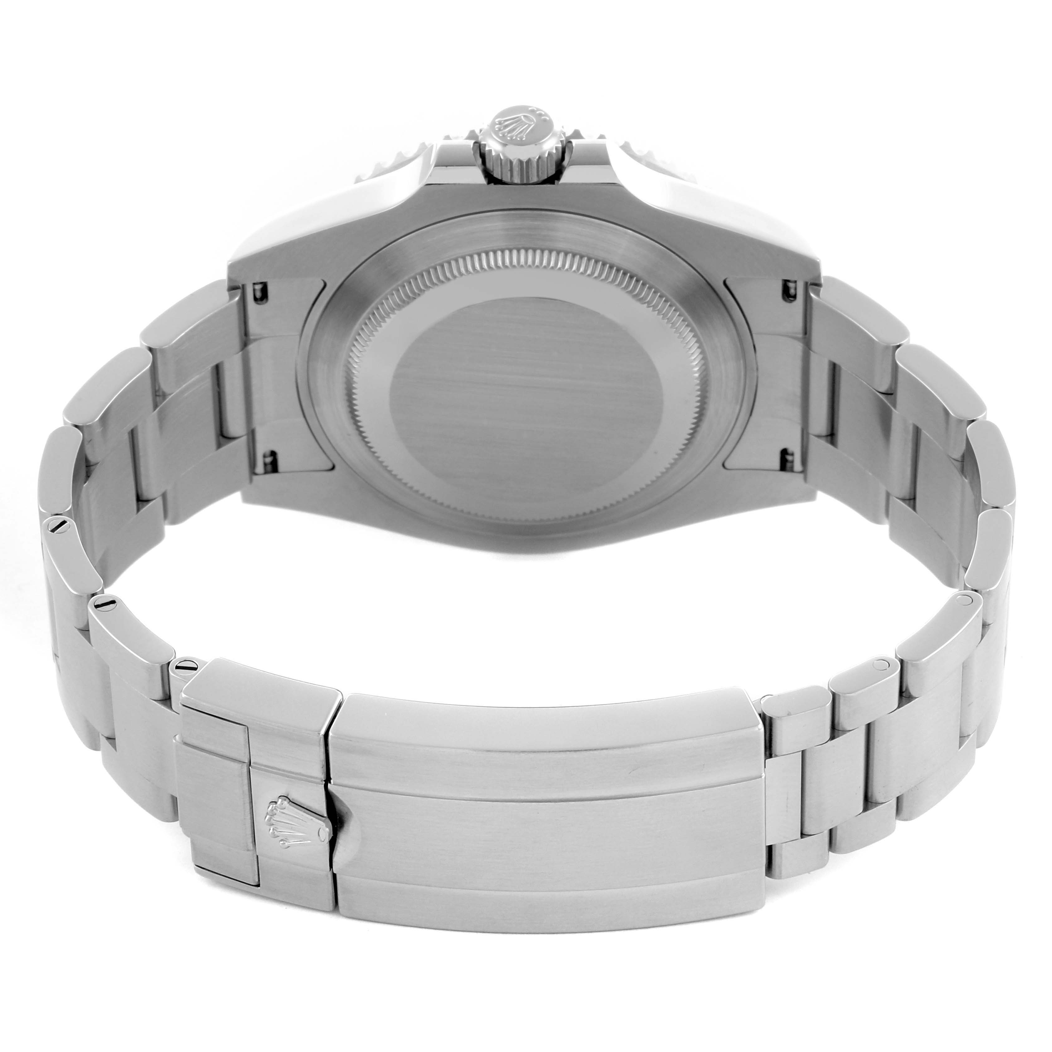 The image shows the back of a Rolex Submariner 124060 Men's Stainless Steel Black Dial 124060 Men's Stainless Steel Black Dial, highlighting the case back and bracelet clasp.