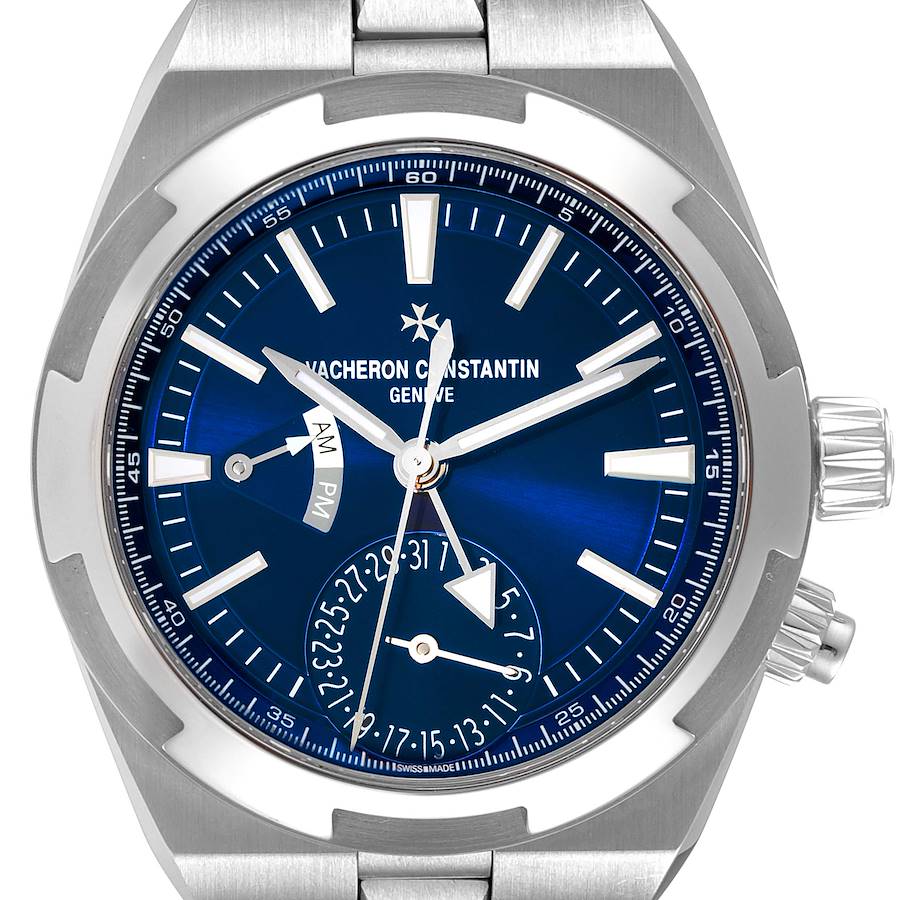 Vacheron Constantin Overseas Dual Time Blue Dial Steel Watch 7900V Unworn SwissWatchExpo