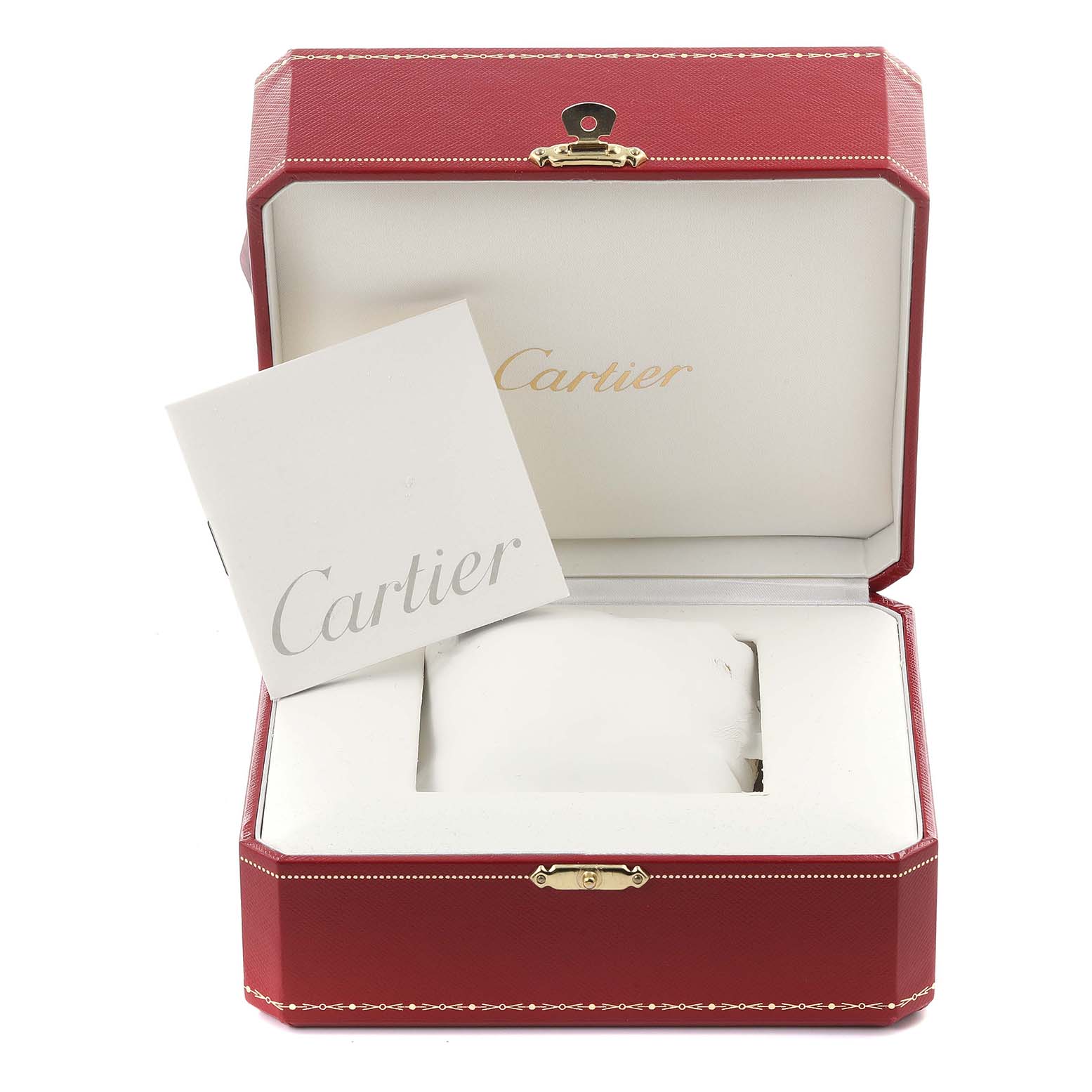 The Cartier Cloche Calandre 81082 Women
s Yellow Gold Silver Dial 81082 Women
s Yellow Gold Silver Dial model is shown in its box, featuring the packaging and brand booklet.