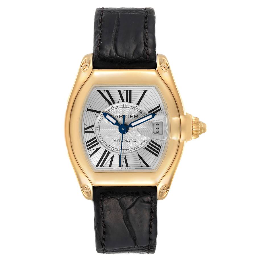 Cartier Roadster Yellow Gold Silver Dial Large Mens Watch W62005V2