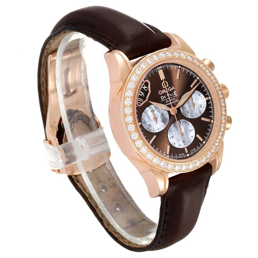 Omega DeVille Co Axial Rose Gold Diamond Chronograph Ladies Watch