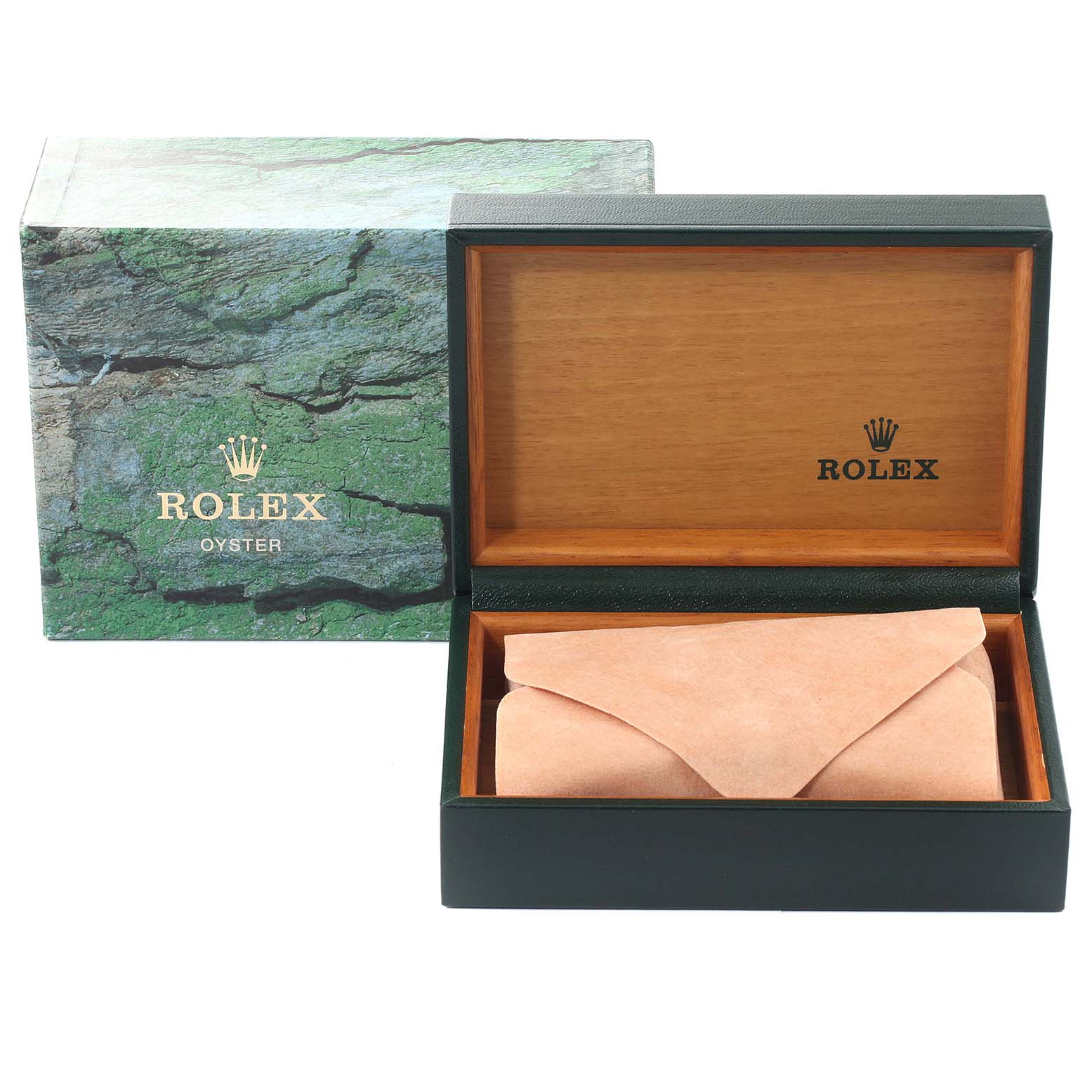 The image shows an open Rolex watch box for the Air-King model, displaying the inner packaging.