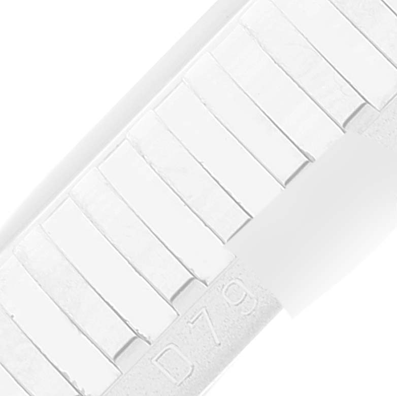 This is a close-up angle of the strap of a Rolex Cellini 5441 Men's White Gold Silver Dial 5441 Men's White Gold Silver Dial watch, showing detailed grooves and the marking "D79".