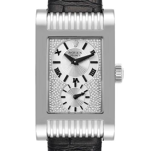 Photo of Rolex Cellini Prince 18k White Gold Silver Diamond Dial Mens Watch 5441