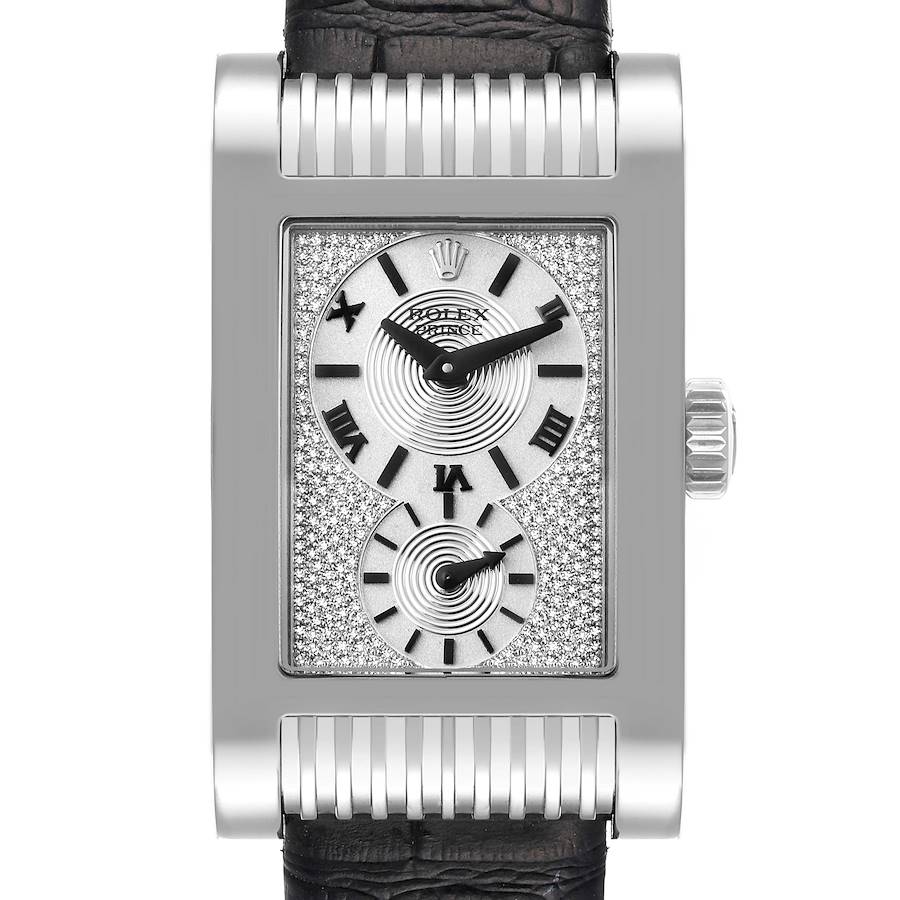 Rolex Cellini Prince 18k White Gold Silver Diamond Dial Mens Watch 5441 SwissWatchExpo