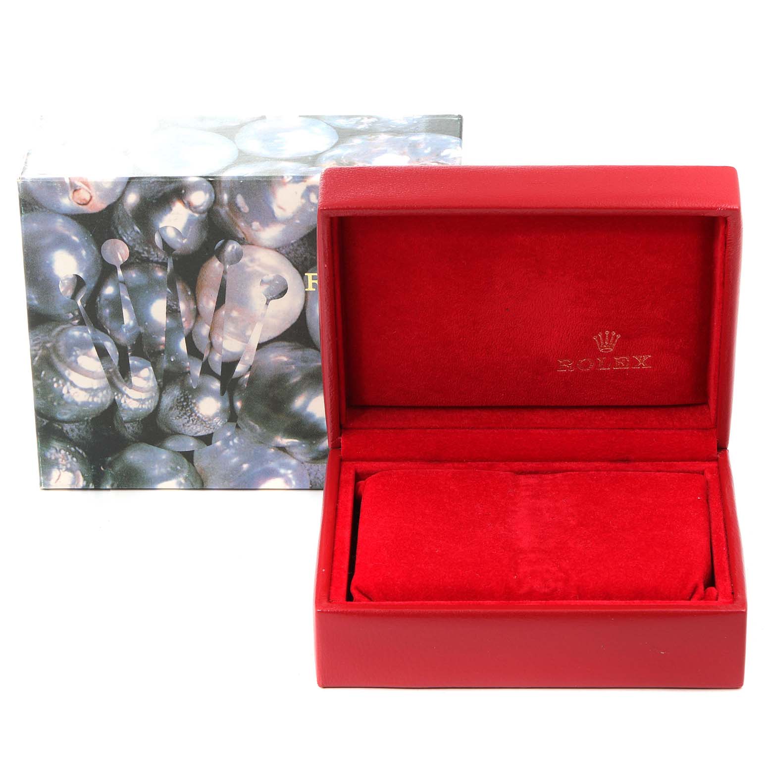 The image shows a red Rolex watch box and an outer box for the Rolex Datejust 69173 Women's Steel and Gold (two tone) Champagne Dial 69173 Women's Steel and Gold (two tone) Champagne Dial model from a front angle.