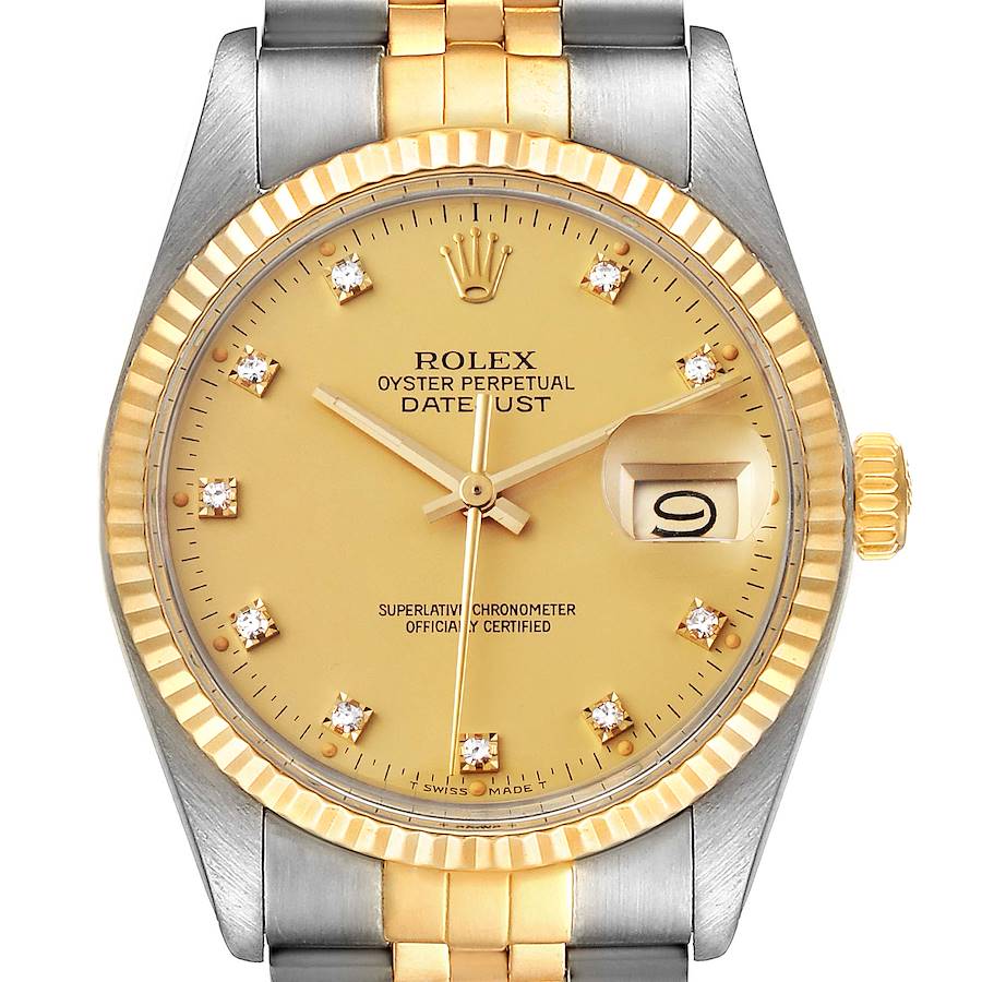 Rolex Datejust 36 Steel Gold Diamond Vintage Watch |