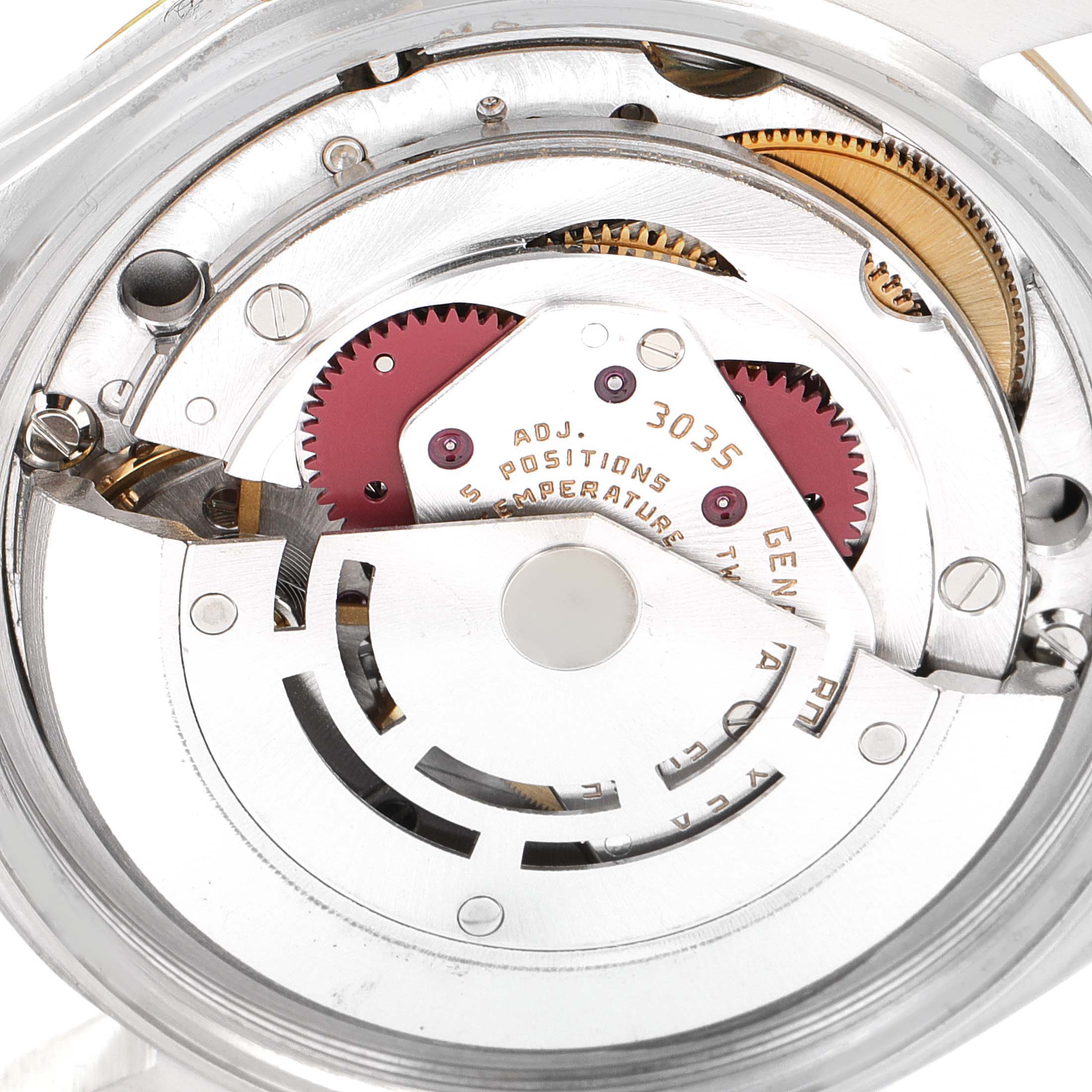 This image shows the internal mechanism of the Rolex Vintage Collection 16013 Men's Steel and Gold (two tone) Champagne Dial 16013 Men's Steel and Gold (two tone) Champagne Dial model watch, viewed from the back.