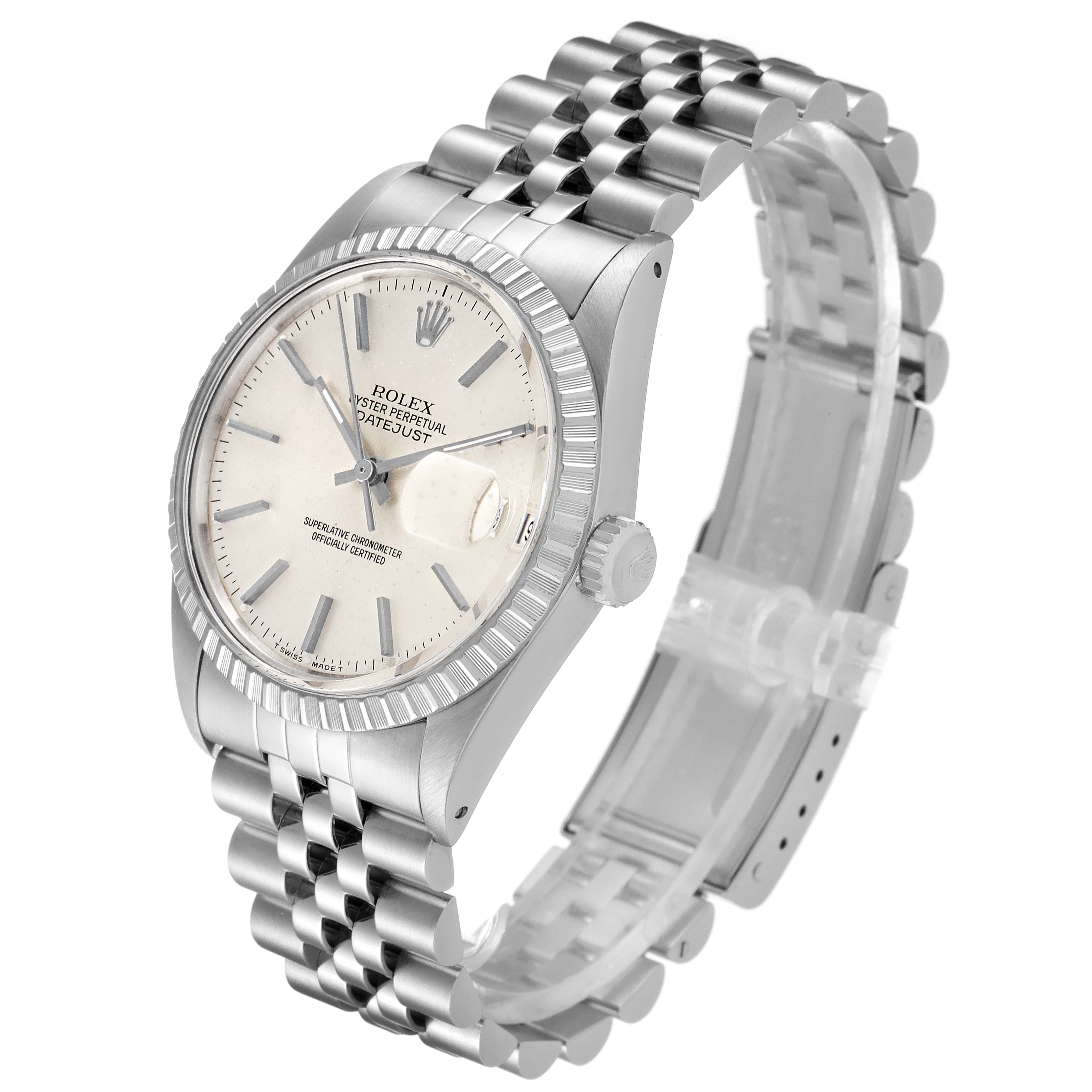 The Rolex Vintage Collection 16030 Men's Stainless Steel Silver Dial 16030 Men's Stainless Steel Silver Dial watch is shown at a three-quarter angle, showcasing its face, bezel, crown, and bracelet.
