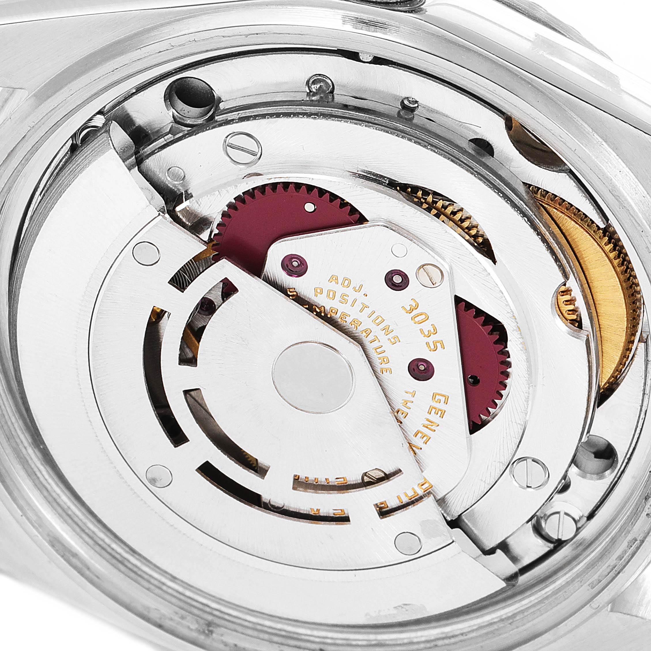 The image shows the inner mechanical components of the Rolex Vintage Collection 16030 Men's Stainless Steel Silver Dial 16030 Men's Stainless Steel Silver Dial model from a close-up, top-down angle.