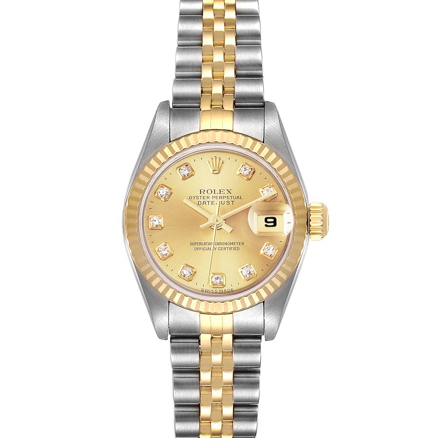 Rolex Datejust Steel Yellow Gold Diamond Dial Watch 79173 Box Service ...