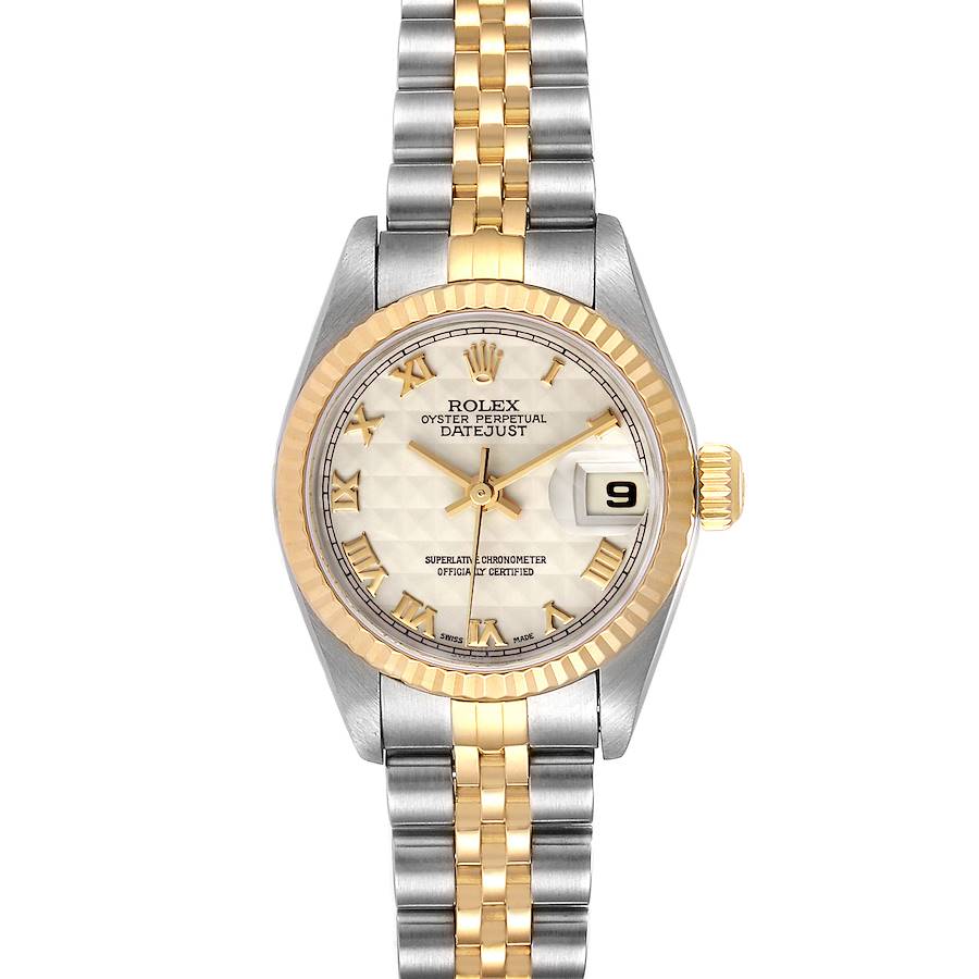 Rolex Datejust Steel Yellow Gold Pyramid Dial Ladies Watch 79173 SwissWatchExpo