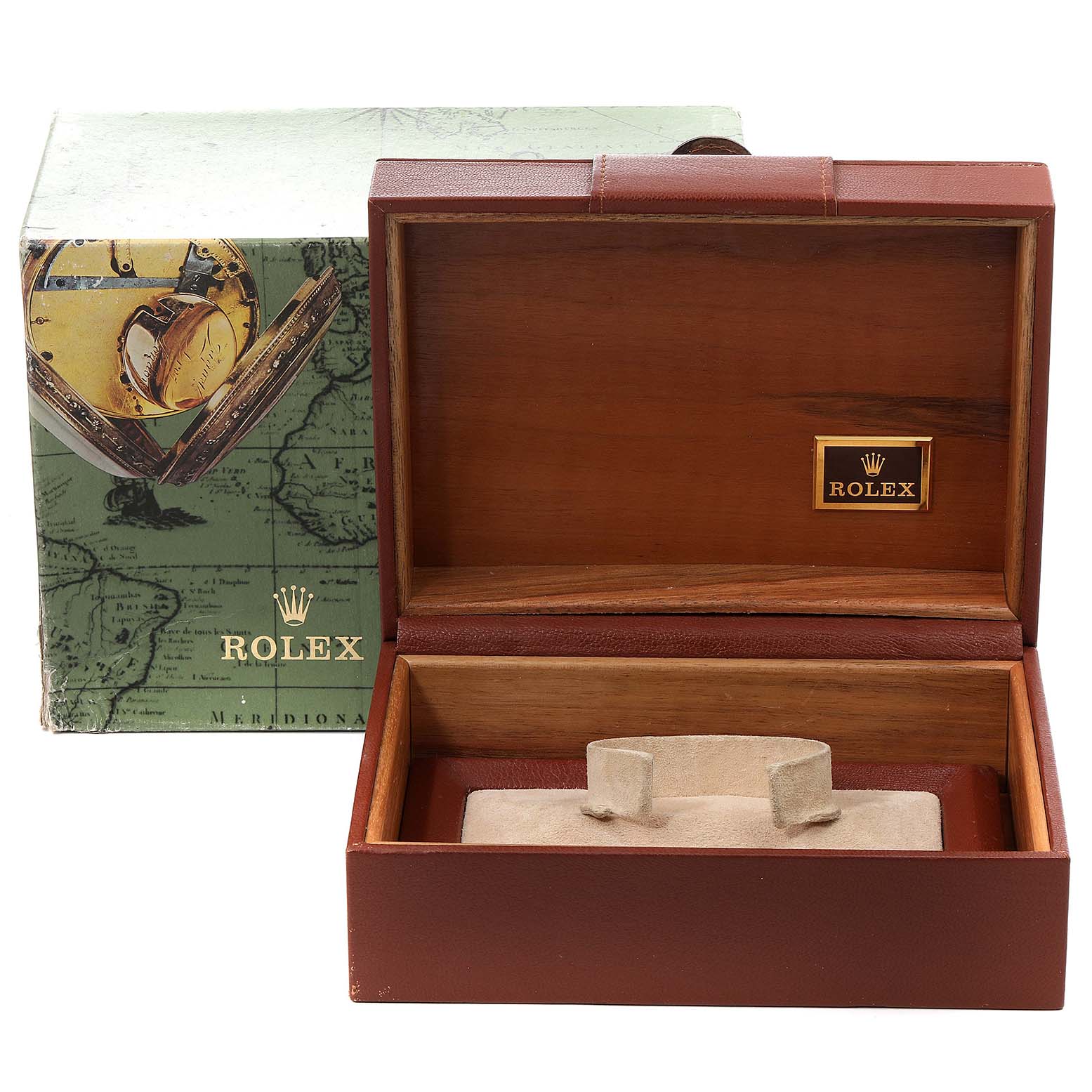 The image shows an open Rolex President 118239 Men's White Gold Silver Dial 118239 Men's White Gold Silver Dial model watch box and its outer packaging.