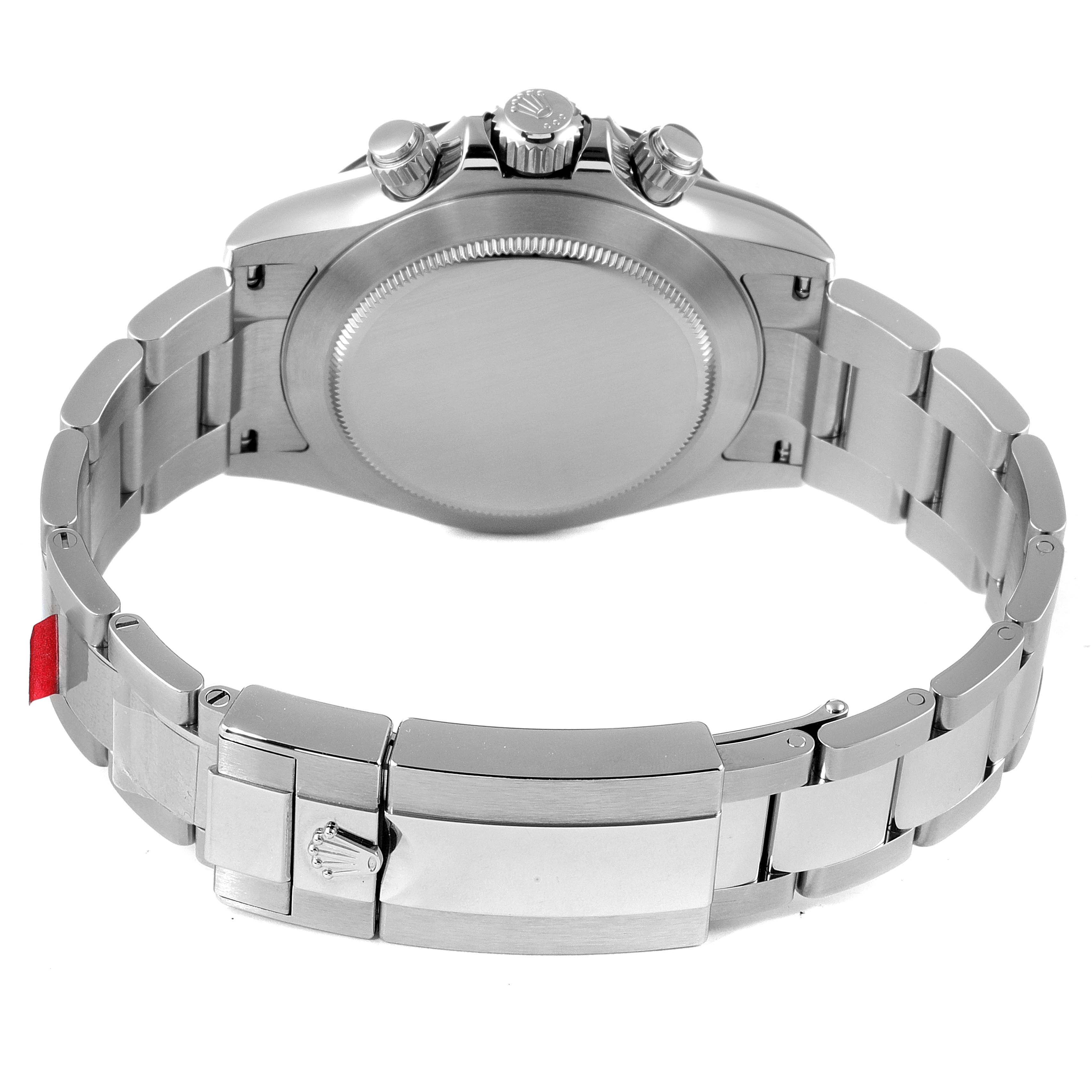 This image shows the back and bracelet clasp of the Rolex Daytona 116500 Men's Stainless Steel White Dial 116500 Men's Stainless Steel White Dial watch.