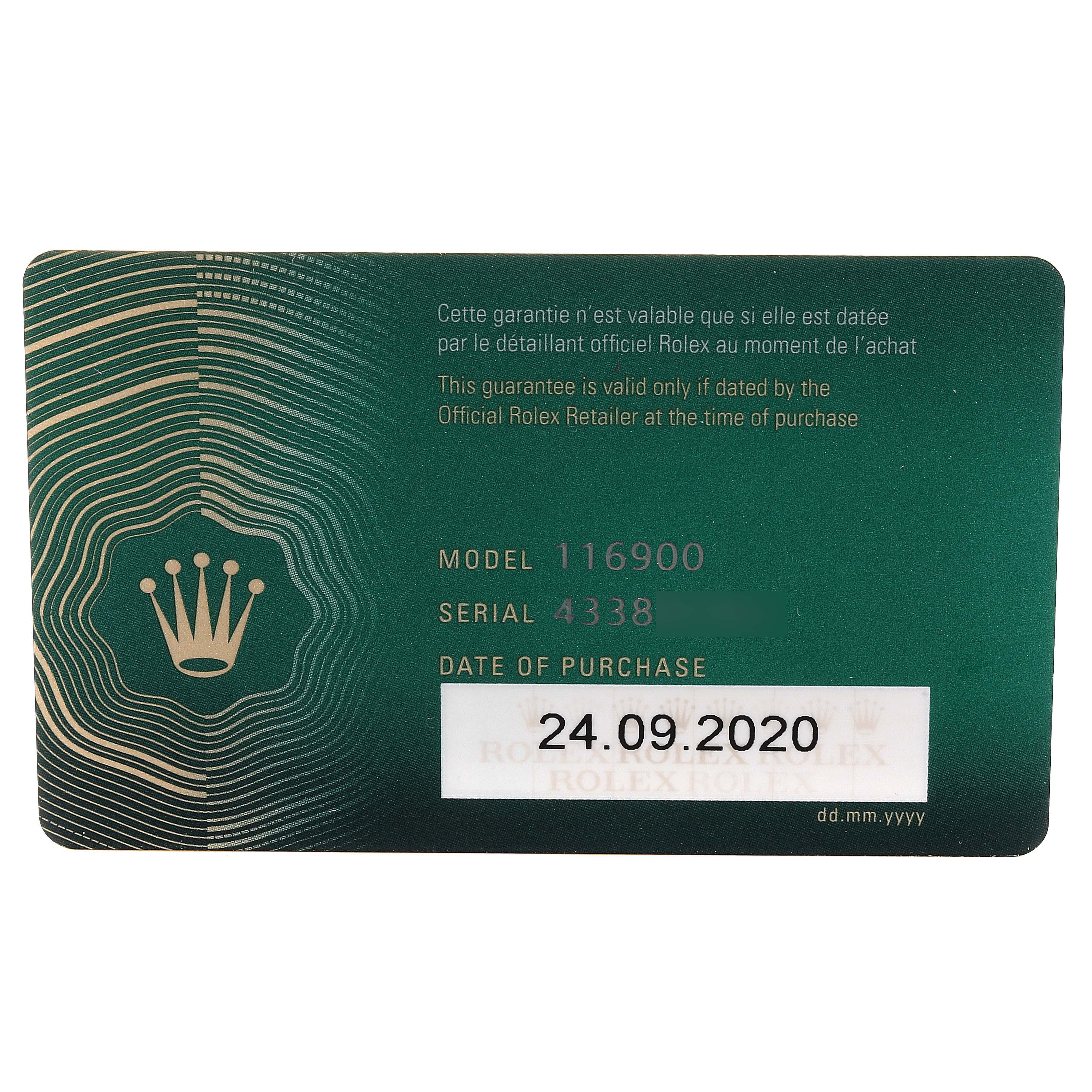 This is a warranty card for the Rolex Air-King 116900 Men's Stainless Steel Black Dial 116900 Men's Stainless Steel Black Dial model 116900.