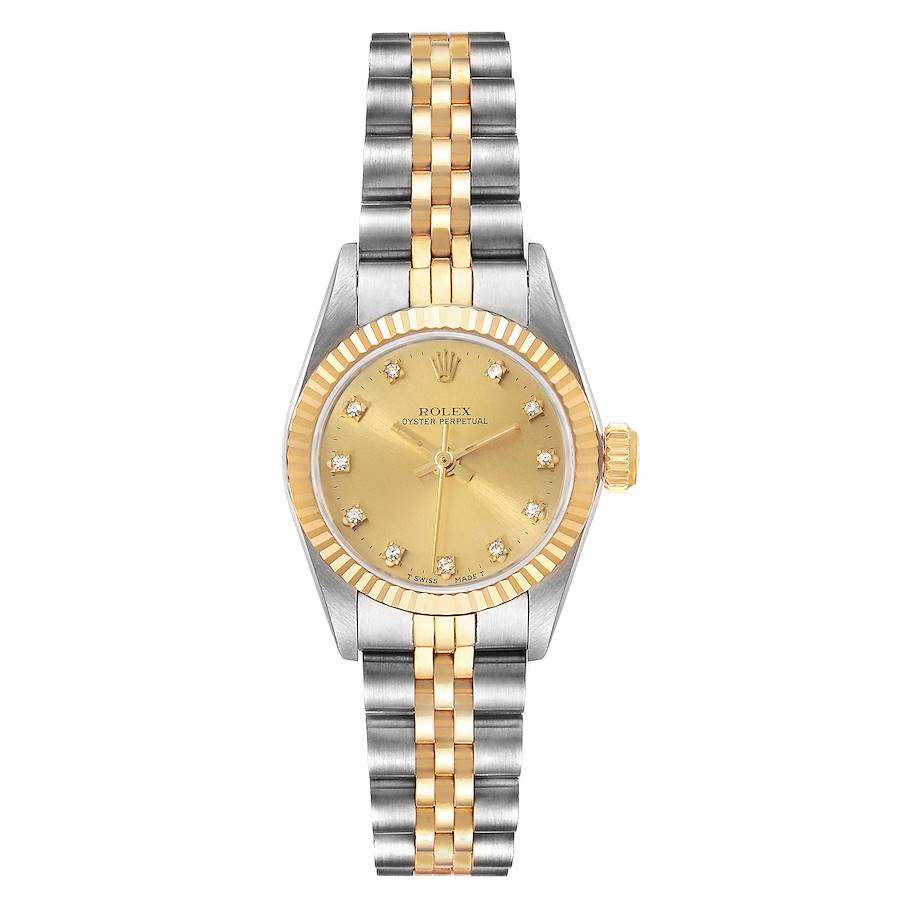 Rolex Oyster Perpetual Steel Yellow Gold Diamond Ladies Watch 67193 Box SwissWatchExpo