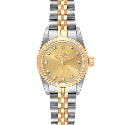 Photo of Rolex Oyster Perpetual Steel Yellow Gold Diamond Ladies Watch 67193 Box