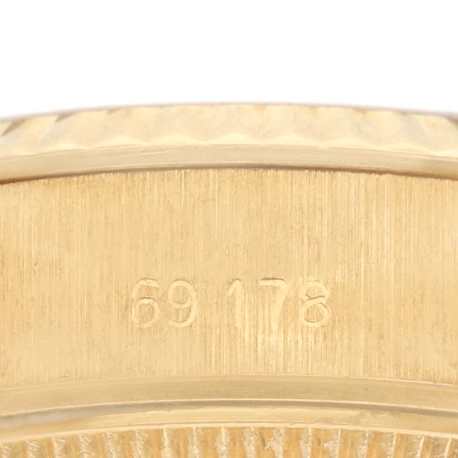 The image shows the side profile of the case with the model number 69178 engraved on the Rolex President 69178 Women's Yellow Gold Champagne Dial 69178 Women's Yellow Gold Champagne Dial watch.