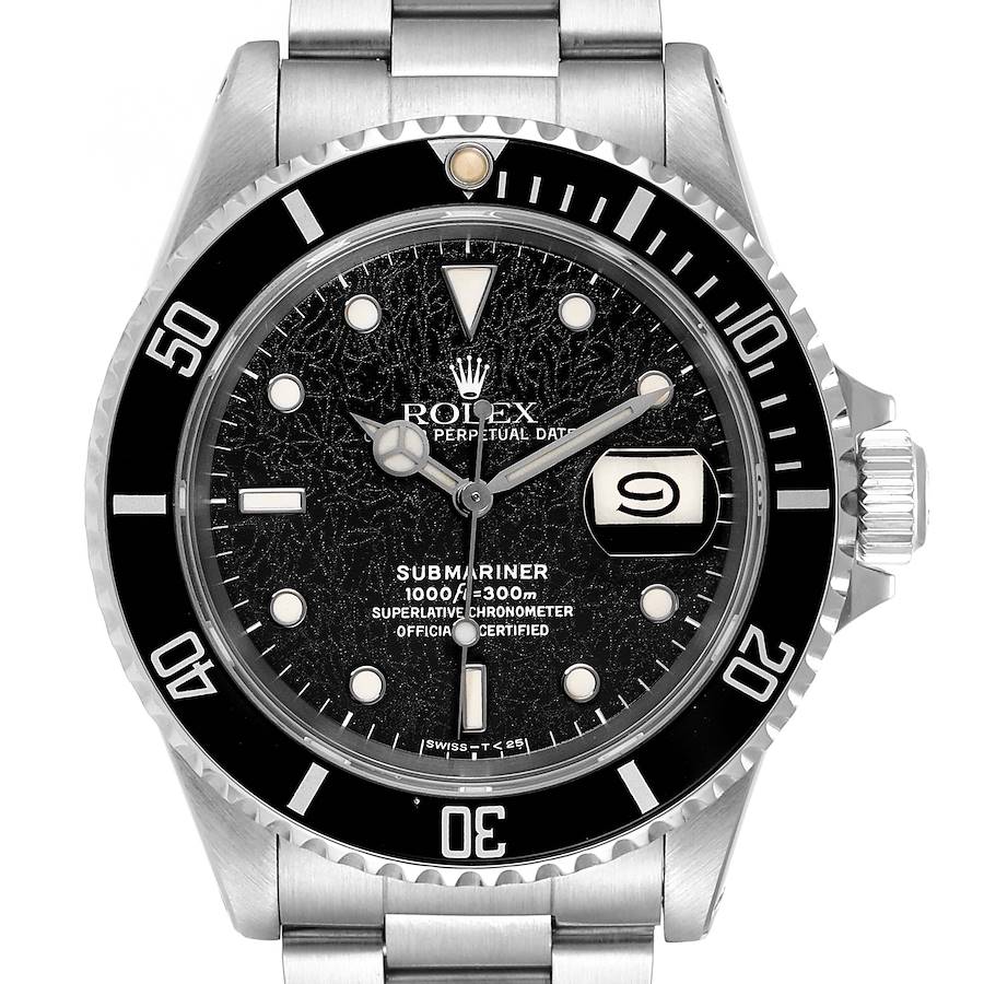 Rolex Submariner Black Frosted Dial Steel Mens Watch 16610 SwissWatchExpo